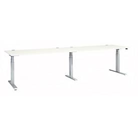 Schäfer Shop Select Schreibtisch ERGO-T 2.0 Big, elektr. höhenverstellbar, Rechteck, T-Fuß, B 3200 x T 800 x H 640-1300 mm, weiß/weißalu