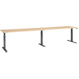 Schäfer Shop Select Schreibtisch ERGO-T 2.0 Big, elektr. höhenverstellbar, Rechteck, T-Fuß, B 3600 x T 800 x H 640-1300 mm, Ahorn/anthrazit 