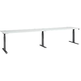 Schäfer Shop Select Schreibtisch ERGO-T 2.0 Big, elektr. höhenverstellbar, Rechteck, T-Fuß, B 3600 x T 800 x H 640-1300 mm, lichtgrau/anthrazit