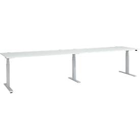 Schäfer Shop Select Schreibtisch ERGO-T 2.0 Big, elektr. höhenverstellbar, Rechteck, T-Fuß, B 3600 x T 800 x H 640-1300 mm, lichtgrau/weißalu