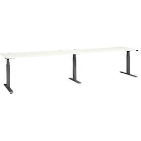 Schäfer Shop Select Schreibtisch ERGO-T 2.0 Big, elektr. höhenverstellbar, Rechteck, T-Fuß, B 3600 x T 800 x H 640-1300 mm, weiß/anthrazit