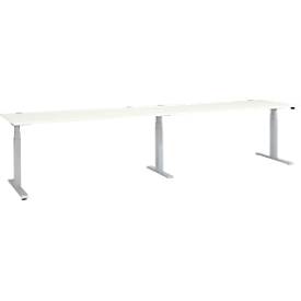Schäfer Shop Select Schreibtisch ERGO-T 2.0 Big, elektr. höhenverstellbar, Rechteck, T-Fuß, B 3600 x T 800 x H 640-1300 mm, weiß/weißalu