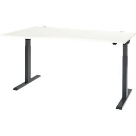 Schäfer Shop Select Schreibtisch ERGO-T 2.0, elektrisch höhenverstellbar, Freiform Ansatz links, T-Fuß, B 1800 x H 715-1205 mm, weiß/anthrazit