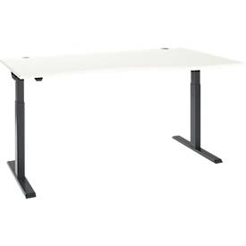 Schäfer Shop Select Schreibtisch ERGO-T 2.0, elektrisch höhenverstellbar, Freiform Ansatz rechts, T-Fuß, B 1800 x H 715-1205 mm, weiß/anthrazit 