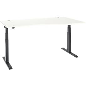 Schäfer Shop Select Schreibtisch ERGO-T 2.0, elektrisch höhenverstellbar, Freiform Ansatz rechts, T-Fuß, B 1800x H 640-1300 mm, weiß/anthrazit