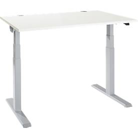 Schäfer Shop Select Schreibtisch ERGO-T 2.0, elektrisch höhenverstellbar, Rechteck, T-Fuß, B 1200 x T 800 x H 640-1300 mm, weiß/weißalu