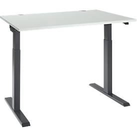 Schäfer Shop Select Schreibtisch ERGO-T 2.0, elektrisch höhenverstellbar, Rechteck, T-Fuß, B 1200 x T 800 x H 715-1205 mm, lichtgrau/anthrazit