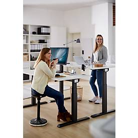 Schäfer Shop Select Schreibtisch ERGO-T 2.0, elektrisch höhenverstellbar, Rechteck, T-Fuß, B 1200 x T 800 x H 715-1205 mm, lichtgrau/weißalu