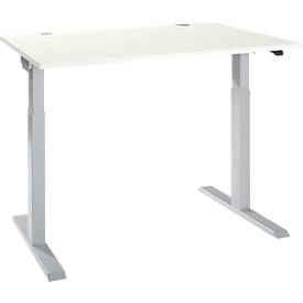Schäfer Shop Select Schreibtisch ERGO-T 2.0, elektrisch höhenverstellbar, Rechteck, T-Fuß, B 1200 x T 800 x H 715-1205 mm, weiß/weißalu