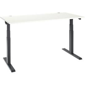 Schäfer Shop Select Schreibtisch ERGO-T 2.0, elektrisch höhenverstellbar, Rechteck, T-Fuß, B 1600 x T 800 x H 640-1300 mm, weiß/anthrazit