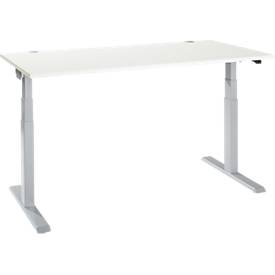 Schäfer Shop Select Schreibtisch ERGO-T 2.0, elektrisch höhenverstellbar, Rechteck, T-Fuß, B 1600 x T 800 x H 640-1300 mm, weiß/weißalu