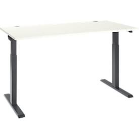 Schäfer Shop Select Schreibtisch ERGO-T 2.0, elektrisch höhenverstellbar, Rechteck, T-Fuß, B 1600 x T 800 x H 715-1205 mm, weiß/anthrazit