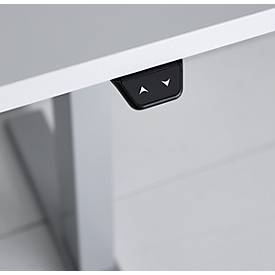 Schäfer Shop Select Schreibtisch ERGO-T 2.0, elektrisch höhenverstellbar, Rechteck, T-Fuß, B 1600 x T 800 x H 715-1205 mm, weiß/weißalu