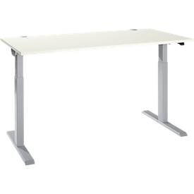 Schäfer Shop Select Schreibtisch ERGO-T 2.0, elektrisch höhenverstellbar, Rechteck, T-Fuß, B 1600 x T 800 x H 715-1205 mm, weiß/weißalu