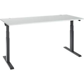 Schäfer Shop Select Schreibtisch ERGO-T 2.0, elektrisch höhenverstellbar, Rechteck, T-Fuß, B 1800 x T 800 x H 640-1300 mm, lichtgrau/anthrazit