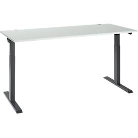 Schäfer Shop Select Schreibtisch ERGO-T 2.0, elektrisch höhenverstellbar, Rechteck, T-Fuß, B 1800 x T 800 x H 715-1205 mm, lichtgrau/anthrazit