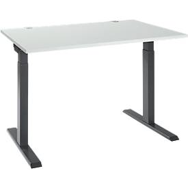 Schäfer Shop Select Schreibtisch ERGO-T 2.0, Rechteck, T-Fuß, B 1200 x T 800 x H 675-895 mm, lichtgrau/anthrazit