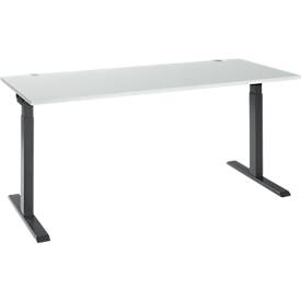 Schäfer Shop Select Schreibtisch ERGO-T 2.0, Rechteck, T-Fuß, B 1800 x T 800 x H 675-895 mm, lichtgrau/anthrazit