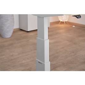 Schäfer Shop Select Schreibtisch ERGO-T, elektrisch höhenverstellbar, Freiform, Ansatz links, T-Fuß, B 1800 x H 640-1300 mm, weiß/weißalu