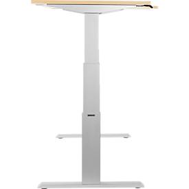 Schäfer Shop Select Schreibtisch ERGO-T, elektrisch höhenverstellbar, Freiform, Ansatz rechts, T-Fuß, B 1800 x H 640-1300 mm, Ahorn-Dekor/weißalu