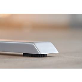 Schäfer Shop Select Schreibtisch ERGO-T, elektrisch höhenverstellbar, Freiform, Ansatz rechts, T-Fuß, B 1800 x H 640-1300 mm, Buche-Dekor/weißalu