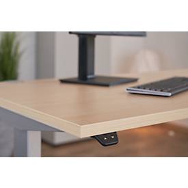 Schäfer Shop Select Schreibtisch ERGO-T, elektrisch höhenverstellbar, Freiform, Ansatz rechts, T-Fuß, B 1800 x H 640-1300 mm, Eiche/weißalu