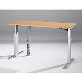 Schäfer Shop Select Schreibtisch ERGO-T, elektrisch höhenverstellbar, Rechteck, T-Fuß, B 1600 x T 800 x H 725-1185 mm, Buche/weißaluminium 