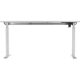 Schäfer Shop Select Schreibtisch ERGO-T, elektrisch höhenverstellbar, Rechteck, T-Fuß, B 1600 x T 800 x H 725-1185 mm, lichtgrau/weißaluminium 