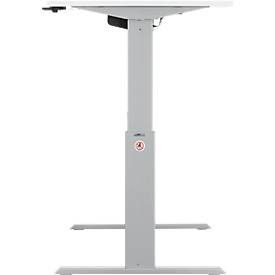 Schäfer Shop Select Schreibtisch ERGO-T, elektrisch höhenverstellbar, Rechteck, T-Fuß, B 1600 x T 800 x H 725-1185 mm, weiß/weißaluminium, Kabelspirale