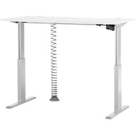 Schäfer Shop Select Schreibtisch ERGO-T, elektrisch höhenverstellbar, Rechteck, T-Fuß, B 1600 x T 800 x H 725-1185 mm, weiß/weißaluminium, Kabelspirale