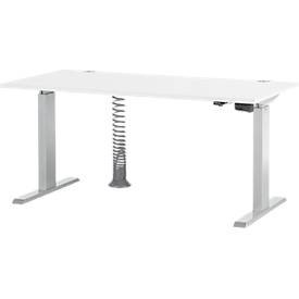 Schäfer Shop Select Schreibtisch ERGO-T, elektrisch höhenverstellbar, Rechteck, T-Fuß, B 1600 x T 800 x H 725-1185 mm, weiß/weißaluminium, Kabelspirale