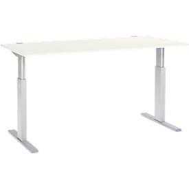 Schäfer Shop Select Schreibtisch ERGO-T, elektrisch höhenverstellbar, Rechteck, T-Fuß, B 1800 x T 800 x H 725-1185 mm, weiß/weißaluminium 