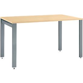 Schäfer Shop Select Schreibtisch LOGIN, 4-Fuß, B 1200 x T 800 x H 740 mm, Ahorn/basaltgrau