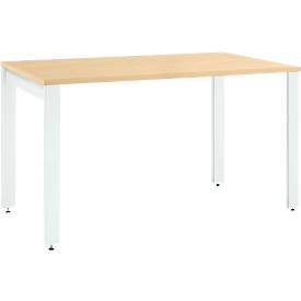 Schäfer Shop Select Schreibtisch LOGIN, 4-Fuß, B 1200 x T 800 x H 740 mm, Ahorn/verkehrsweiß