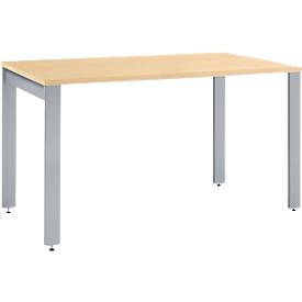 Schäfer Shop Select Schreibtisch LOGIN, 4-Fuß, B 1200 x T 800 x H 740 mm, Ahorn/weißalu