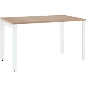 Schäfer Shop Select Schreibtisch LOGIN, 4-Fuß, B 1200 x T 800 x H 740 mm, Eiche/verkehrsweiß