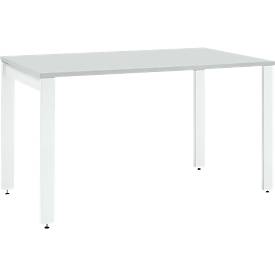 Schäfer Shop Select Schreibtisch LOGIN, 4-Fuß, B 1200 x T 800 x H 740 mm, lichtgrau/verkehrsweiß