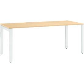 Schäfer Shop Select Schreibtisch LOGIN, 4-Fuß, B 1600 x T 800 x H 740 mm, Ahorn/verkehrsweiß