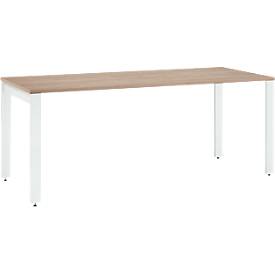 Schäfer Shop Select Schreibtisch LOGIN, 4-Fuß, B 1600 x T 800 x H 740 mm, Eiche/verkehrsweiß