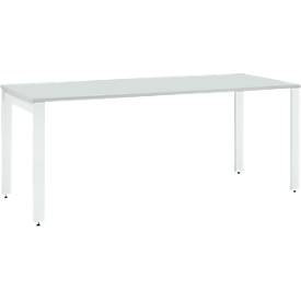 Schäfer Shop Select Schreibtisch LOGIN, 4-Fuß, B 1600 x T 800 x H 740 mm, lichtgrau/verkehrsweiß