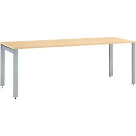 Schäfer Shop Select Schreibtisch LOGIN, 4-Fuß, B 1800 x T 800 x H 740 mm, Ahorn/weißalu
