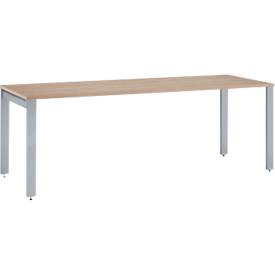 Schäfer Shop Select Schreibtisch LOGIN, 4-Fuß, B 1800 x T 800 x H 740 mm, Eiche/weißalu