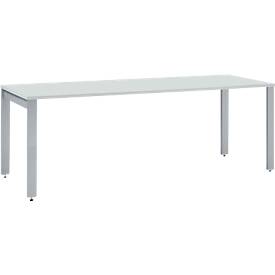 Schäfer Shop Select Schreibtisch LOGIN, 4-Fuß, B 1800 x T 800 x H 740 mm, lichtgrau/weißalu