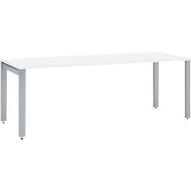 Schäfer Shop Select Schreibtisch LOGIN, 4-Fuß, B 1800 x T 800 x H 740 mm, weiß/weißalu