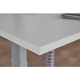 Schäfer Shop Select Schreibtisch LOGIN, elektrisch höhenverstellbar, Rechteck, T-Fuß, B 1200 x T 800 x H 645-1290 mm, Ahorn/weißaluminium