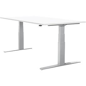 Schäfer Shop Select Schreibtisch LOGIN, elektrisch höhenverstellbar, Rechteck, T-Fuß, B 1600 x T 800 x H 645-1290 mm, weiß/weißaluminium