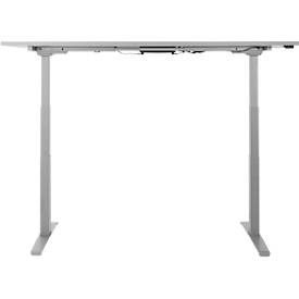 Schäfer Shop Select Schreibtisch LOGIN, elektrisch höhenverstellbar, Rechteck, T-Fuß, B 1800 x T 800 x H 645-1290 mm, lichtgrau/weißaluminium