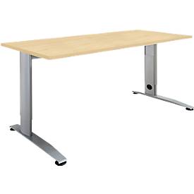 Schäfer Shop Select Schreibtisch LOGIN, manuell höheneinstellbar, C-Fuß, B 1200 x T 800 x H 660-820 mm, Ahorn/weißalu