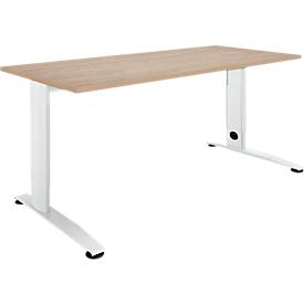 Schäfer Shop Select Schreibtisch LOGIN, manuell höheneinstellbar, C-Fuß, B 1200 x T 800 x H 660-820 mm, Eiche/verkehrsweiß