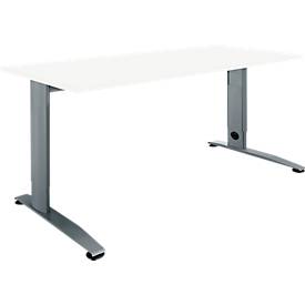 Schäfer Shop Select Schreibtisch LOGIN, manuell höheneinstellbar, C-Fuß, B 1200 x T 800 x H 660-820 mm, weiß/basaltgrau
